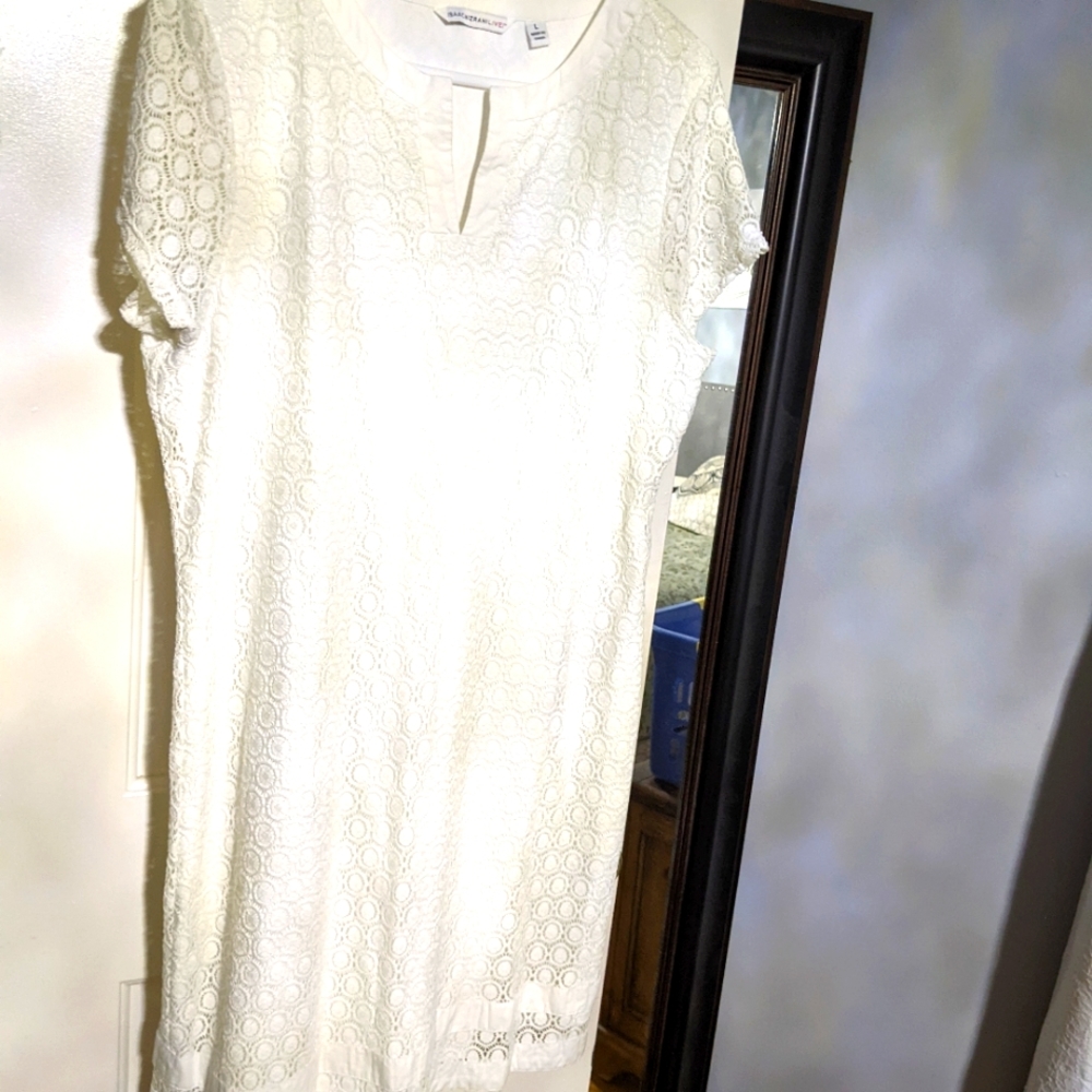 Isaac Mizrahi white lace over dress size L